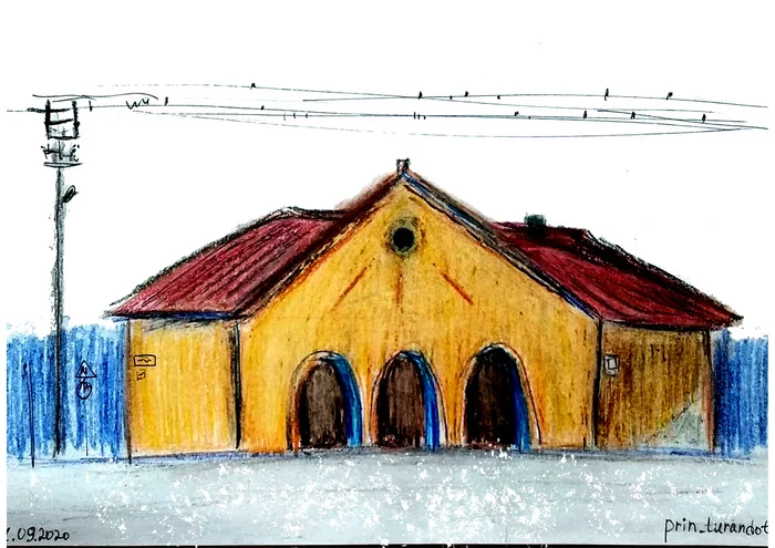 Sketch from a trip to the Brest region - My, Drawing, Pencil drawing, Sketch, Oil pastel