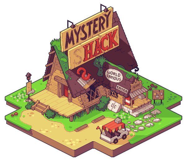 Mystery Shack, from pixel art to 3D - Mystery shack, Gravity falls, Art, Longpost, A selection