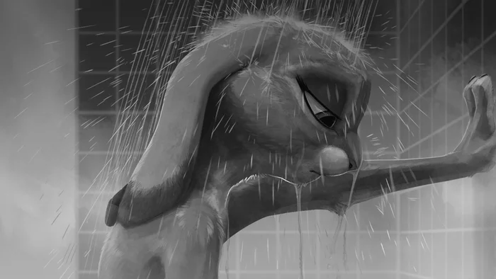 Shower - Art, Drawing, Zootopia, Judy hopps, Shower, Ipoke