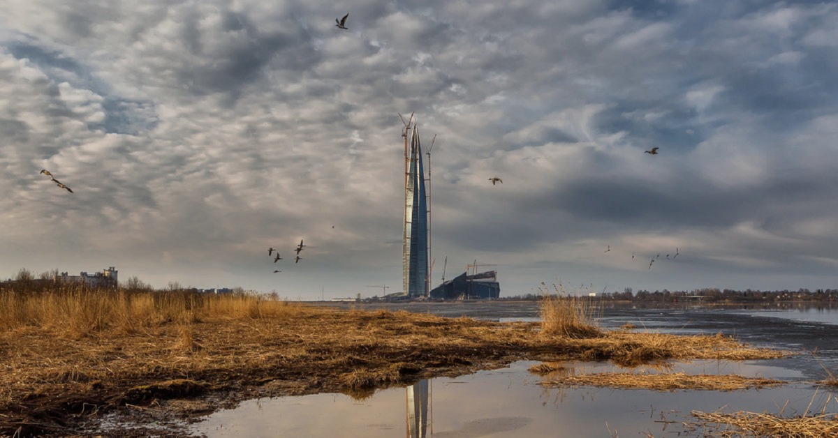 Центр в пейзаже. Лахта разлив. Лахта Мордор. Юнтоловский заказник Лахта. Лахта центр пейзаж.