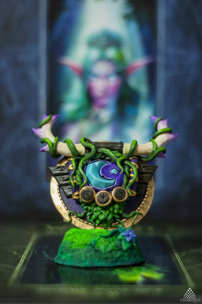 Coat of arms of a druid - My, World of warcraft, Blizzard, Fan art, With your own hands, Polymer clay, The photo, Longpost, Needlework without process