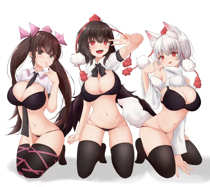 Tengu - NSFW, Touhou, Anime art, Anime, Himekaidou hatate, Inubashiri momiji, Shameimaru aya, Mamo murata