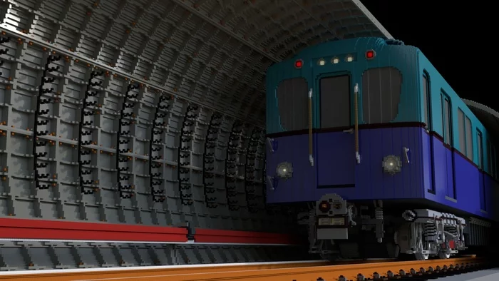 Retro type D carriage in a cast iron tunnel - My, Retro, Metro, Railway carriage, Subway, Tunnel, Public transport, Underground, Metro construction