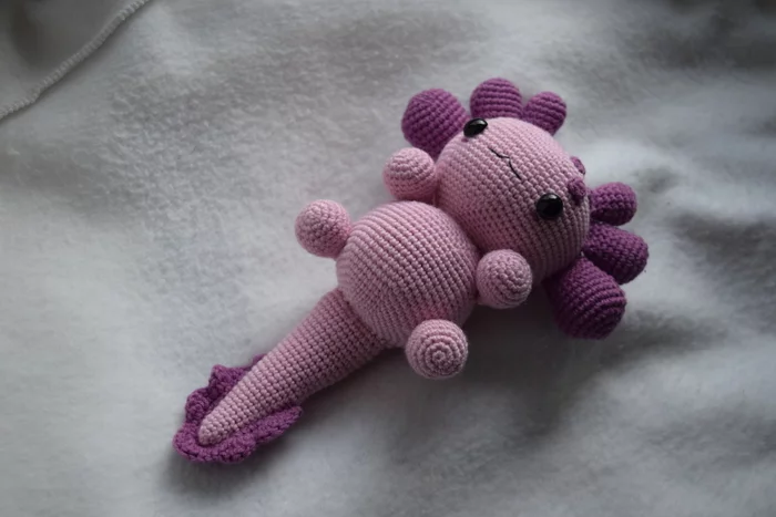 Knitted Axolotl - My, Crochet, Knitted toys, Amigurumi, Needlework without process, With your own hands, Axolotl, Longpost