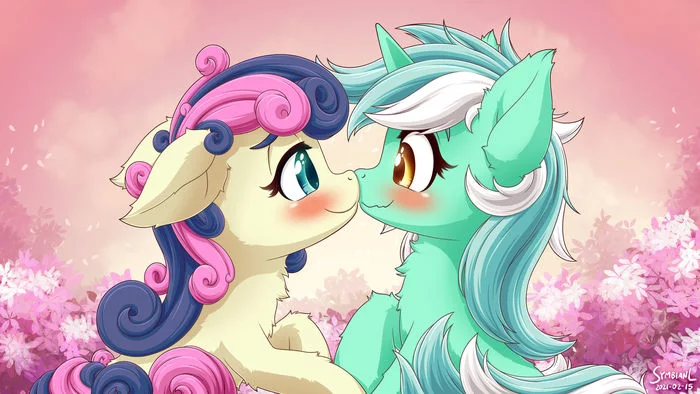 Поньки - My Little Pony, PonyArt, Lyra Heartstrings, Bon Bon, MLP Lesbian, Шиппинг, Symbianl