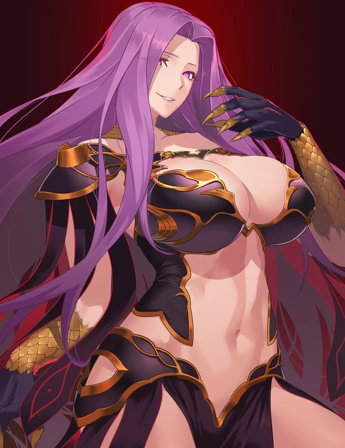 Gorgon - NSFW, Fate, Fate Grand Order, Medusa Gorgon, Anime Art, Длиннопост