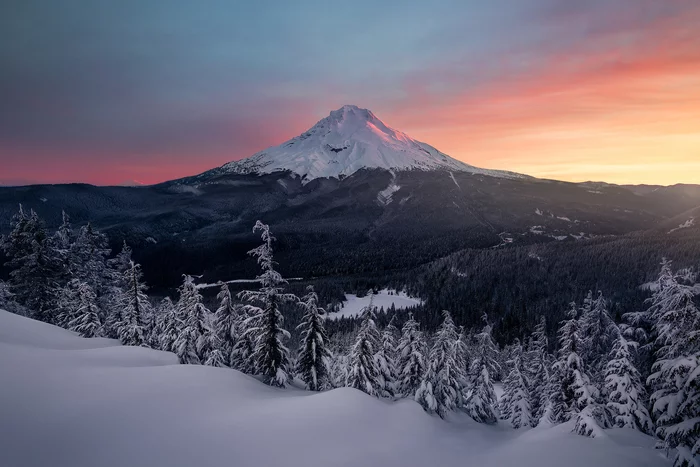 Snowy Peak - Gradient, beauty, Nature, Minimalism, The mountains