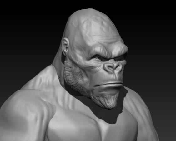 I sculpt King Kong in ZBRUSH - My, King Kong, Monkey, Gorilla, 3D, 3D modeling, Zbrush, Characters (edit)