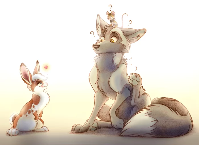 Why is she staring at me? - Furry, Art, Furry feral, Furry fox, Furry rabbit, Deygira-Blood, Furry mouse, Traditional art