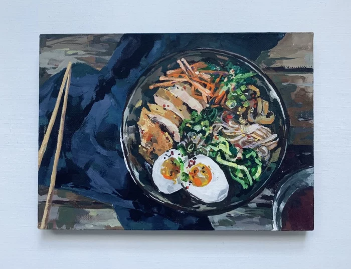 My ramen) - My, Ramen, Painting, Japanese food, Artist, Painting