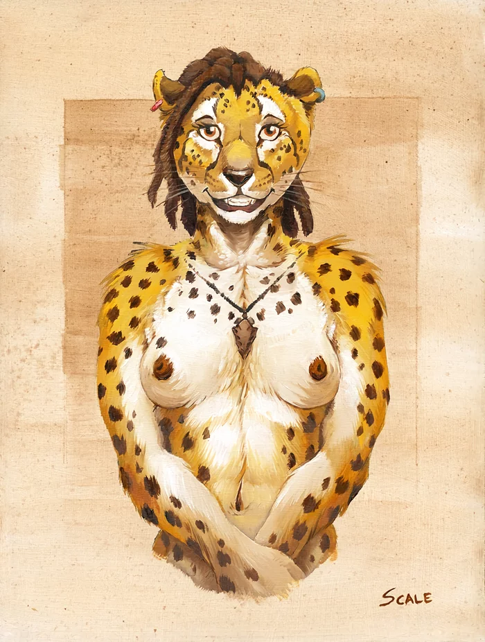 Say cheeeetah! - NSFW, Фурри, Furry Art, Furry Feline, Furry Cheetah, Портрет, Традиционный арт, Scale