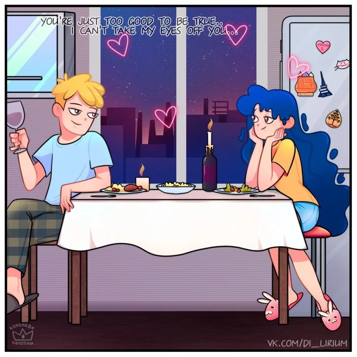 Your food is my food, my food is my food - My, Love, Comics, Art, Humor, Queen Kapotni, Longpost