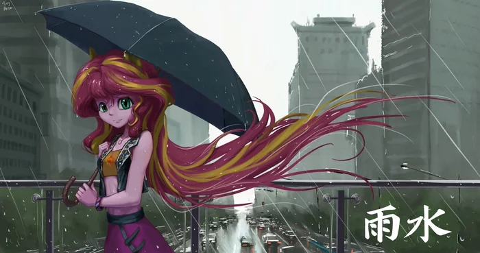 Rain - My little pony, Sunset shimmer, Equestria girls, Tinybenz