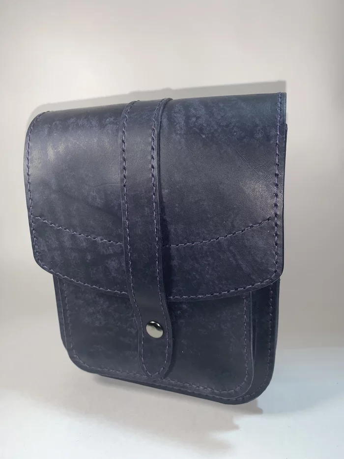 Male bag - My, Leather, Needlework without process, Longpost, Leather products