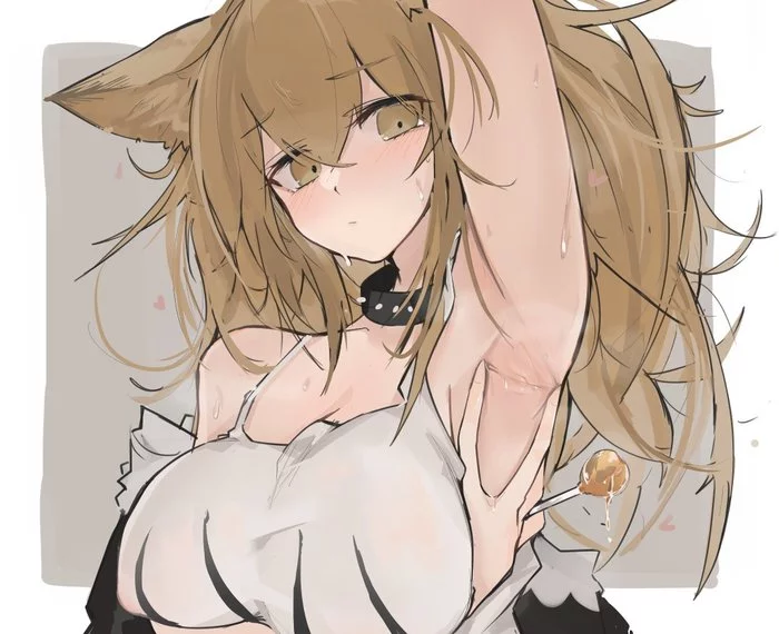 Sage - NSFW, Anime, Anime art, , Arknights, Animal ears, Sugoi dekai, Armpits, , , Sweat