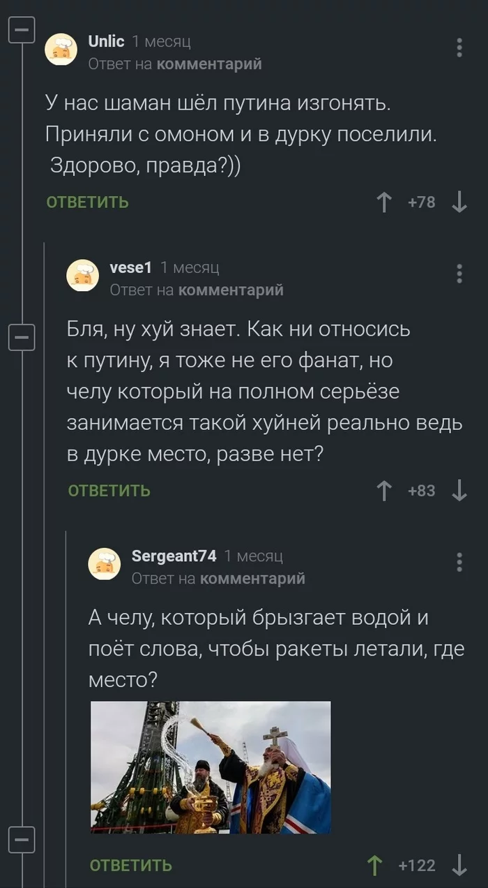 Где-то в паралельной вселенной? - Комментарии на Пикабу, Скриншот, Действительно, Церковь, Шаманы, Мат