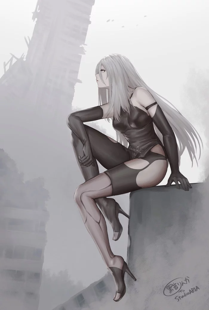 Yorha 2A - Drawing, NIER Automata, Yorha unit No 2 type a, Girls, Android, Art