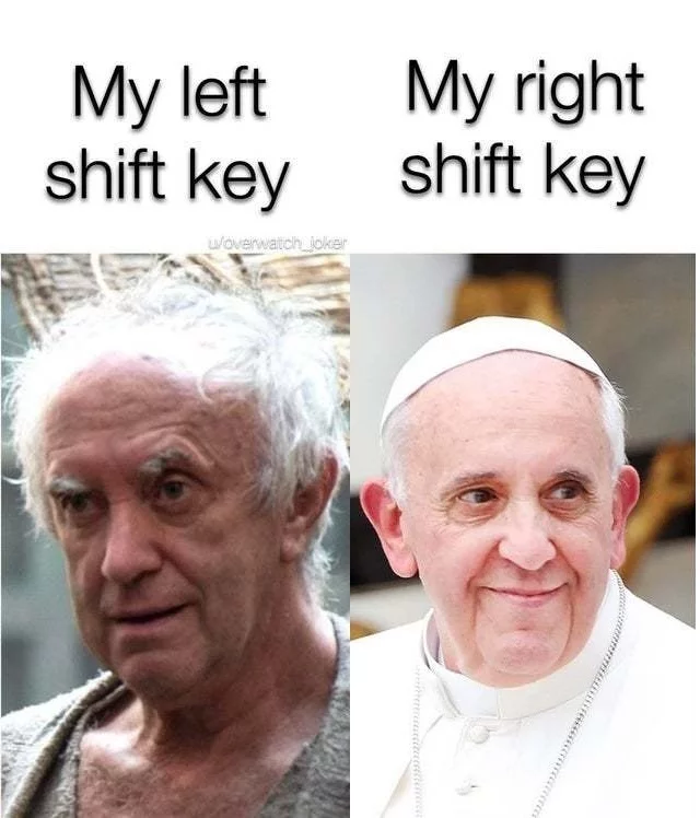 Left shift key and right - Keyboard, Keys, SHIFT, Pope, Humor, His Sparrow, Game of Thrones, Differences