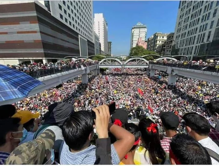 Protests in Yangon - Burma, Yangon, Myanmar, Coup d'etat, Protest actions, Crowd