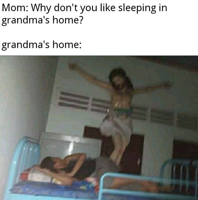 At grandma's - Memes, Translation, Picture with text, Crucifixion, Jesus Christ