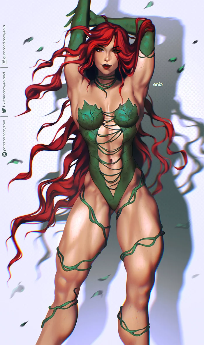 Poison Ivy - NSFW, Strong girl, Art, Muscleart, Poison ivy, Dc comics, Enia