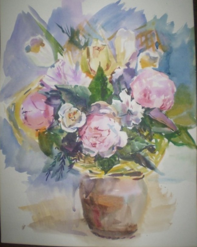 Flowers. Watercolor, colored pencils - My, Flowers, Watercolor, Longpost