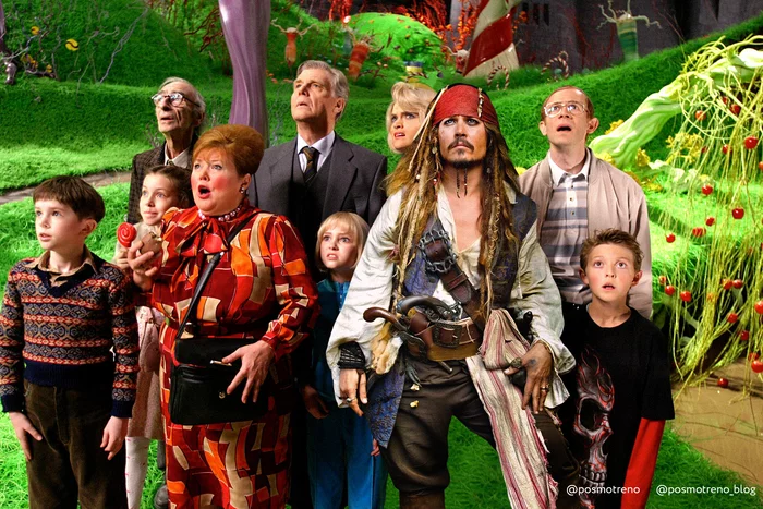 Johnny Depp: Captain Jack Sparrow and Willy Wonka - Photoshop, , Movies, Humor, Crossover, Charlie and the Chocolate Factory, Pirates of the Caribbean, Willy Wonka, Captain Jack Sparrow, Johnny Depp, My