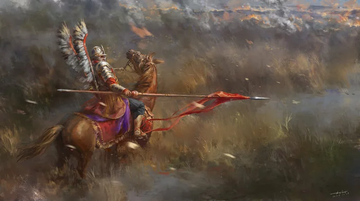 Got away from his own - Drawing, Poland, Winged Hussars, Cavalry, Art, Da Rishu