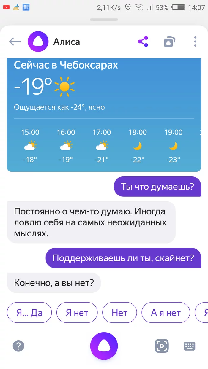Что будет если ей ответить нет? - Яндекс Алиса, Скайнет, Восстание машин