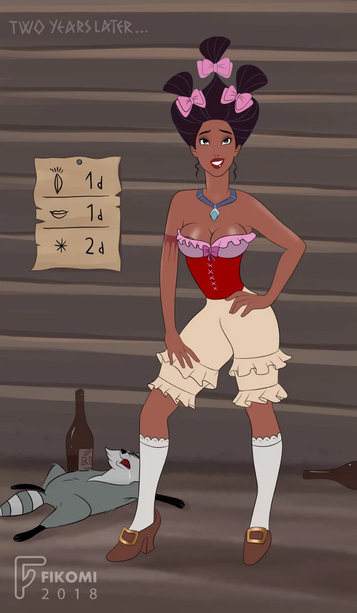 The Real Story of Pocahontas - NSFW, Art, Drawing, Walt disney company, Pocahontas, Girls, Erotic, Hand-drawn erotica, Boobs, Corset, Knickers, Prostitution, Prostitutes