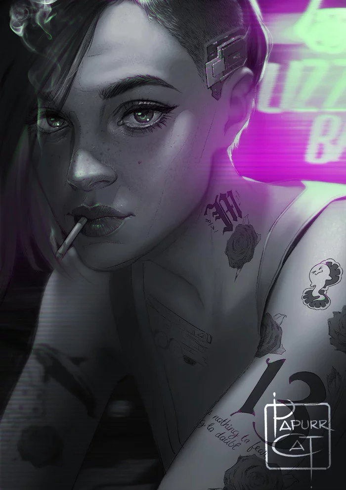 Judy Alvarez - Drawing, Computer games, Cyberpunk 2077, Judy Alvarez, Girls, Art