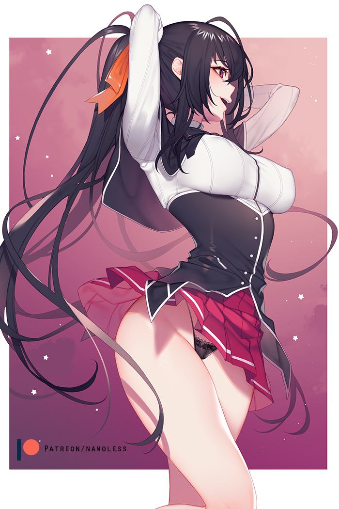 Akeno - NSFW, Аниме, Арт, Anime Art, Рисованная эротика, Эротика, High School DXD, Himejima Akeno, Девушки, OnOff, Нижнее белье, Грудь, Голые, Nanoless, Длиннопост