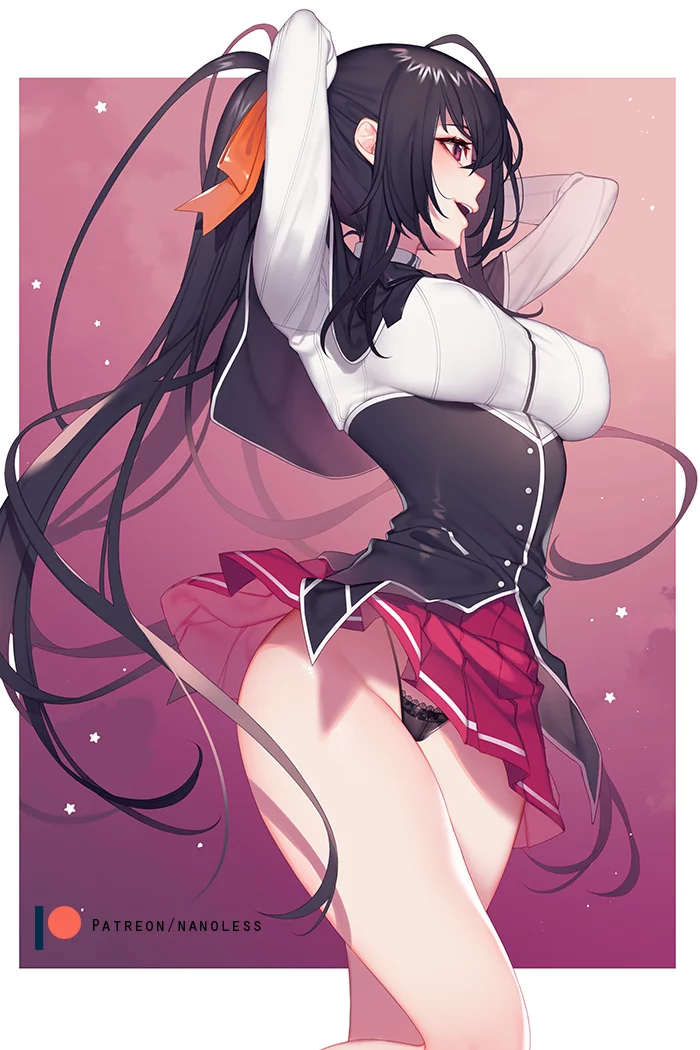 Akeno - NSFW, Anime, Art, Anime art, Hand-drawn erotica, Erotic, High School DXD, Himejima akeno, Girls, OnOff, Underwear, Breast, Naked, Nanoless, Longpost