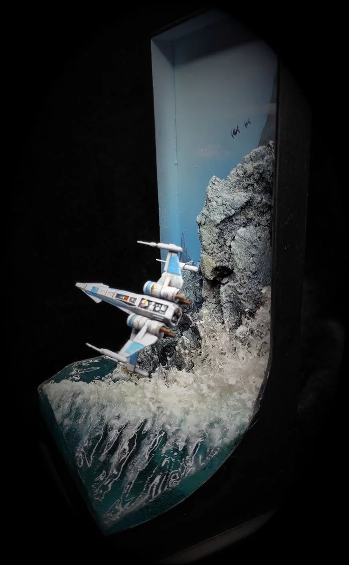 Three elements - My, Stand modeling, 3D modeling, Longpost, Diorama, Star Wars, x-Wing