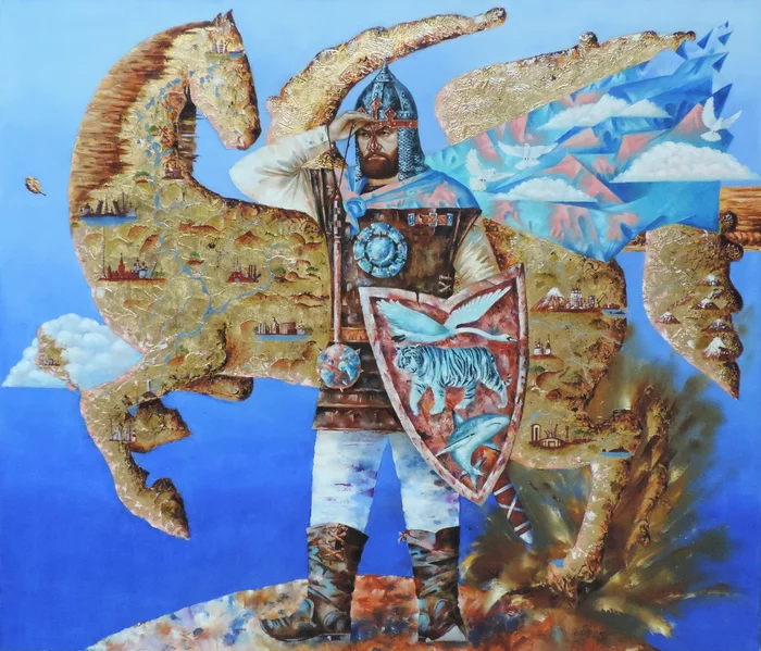 Painting On patrol with Russia - My, Russia, Art, Fantasy, Painting, Art, Modern Art, Pegasus, Armor, , Shield, Mace, Knight, Watch, Bogatyr, Helmet, Sword