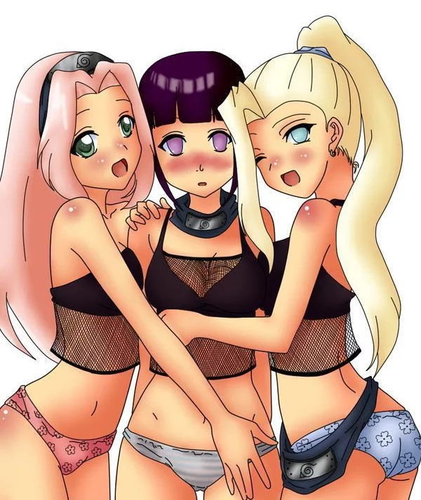 Ино, Сакура и Хината - NSFW, Наруто, Девушки, Anime Art, Аниме, Арт, Эротика, Sakura Haruno, Hinata Hyuga, Ino Yamanaka