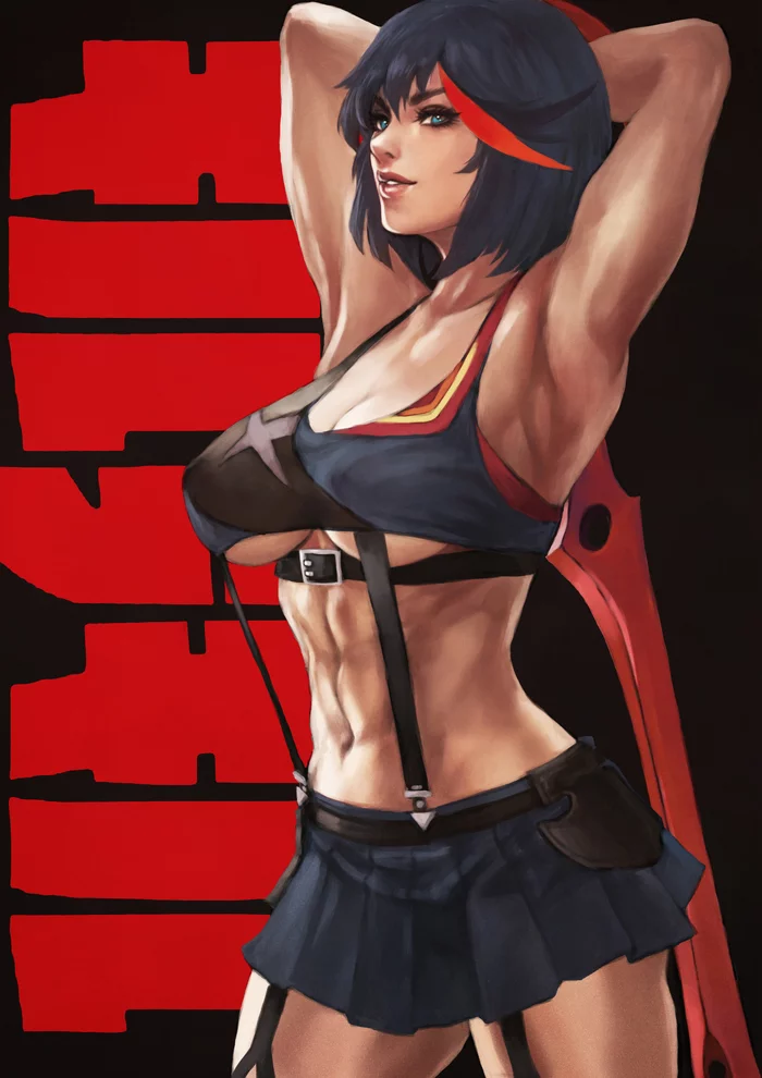 Ryuko - NSFW, Strong girl, Art, Muscleart, Matoi Ryuuko, Kill la Kill, Anime, Anime art, Monorirogue, , Breast
