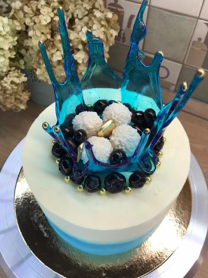 Blue Lagoon Cake - My, Cake, Bakery products, Confectionery, Yummy, Longpost