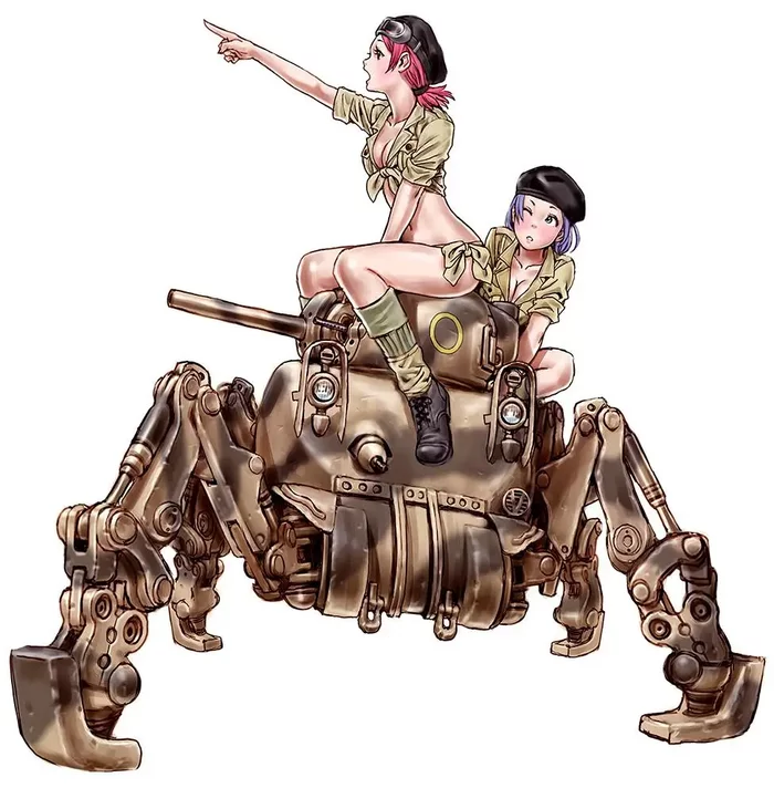 M4 Sherman Quadrupedal Walker - Original Character, Аниме, Anime Art, Anime Military, Шерман, Меха, Shunya Yamashita