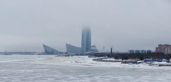 Fog - My, Lakhta Center, Fog, Saint Petersburg, Photo on sneaker