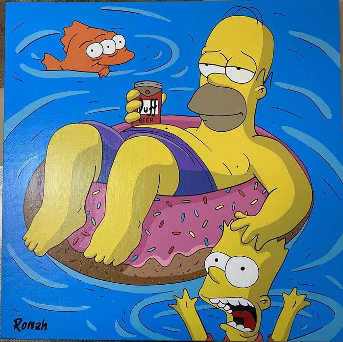 The painting Homer is resting - My, Painting, Art, Canvas, Acrylic, The Simpsons, Artist, Handmade, Pop Art, Longpost