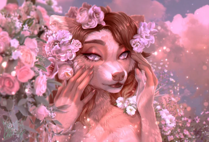 Beauty In Bloom - Фурри, Антро, Арт, Furry Canine, Mirtrud