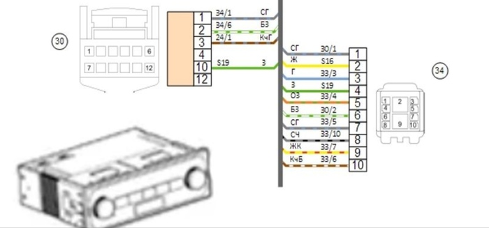 Схема подключения магнитолы нива