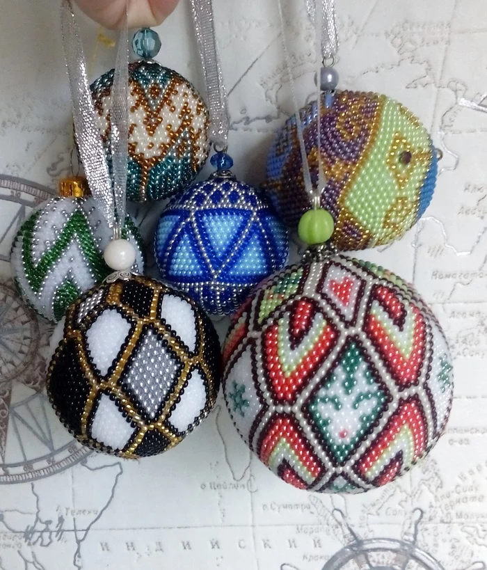 More balls. More balls! - My, Needlework without process, Crochet, Beads, New Year, Longpost