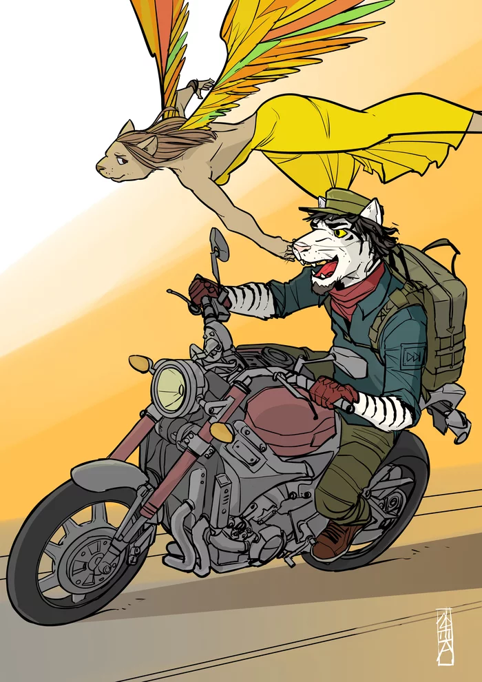 Drive - My, Art, Furry, Images, Moto, Digital drawing