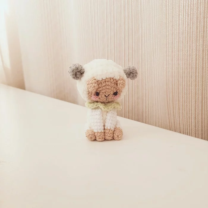 Sad plush lamb - My, Amigurumi, Needlework without process, Knitted toys