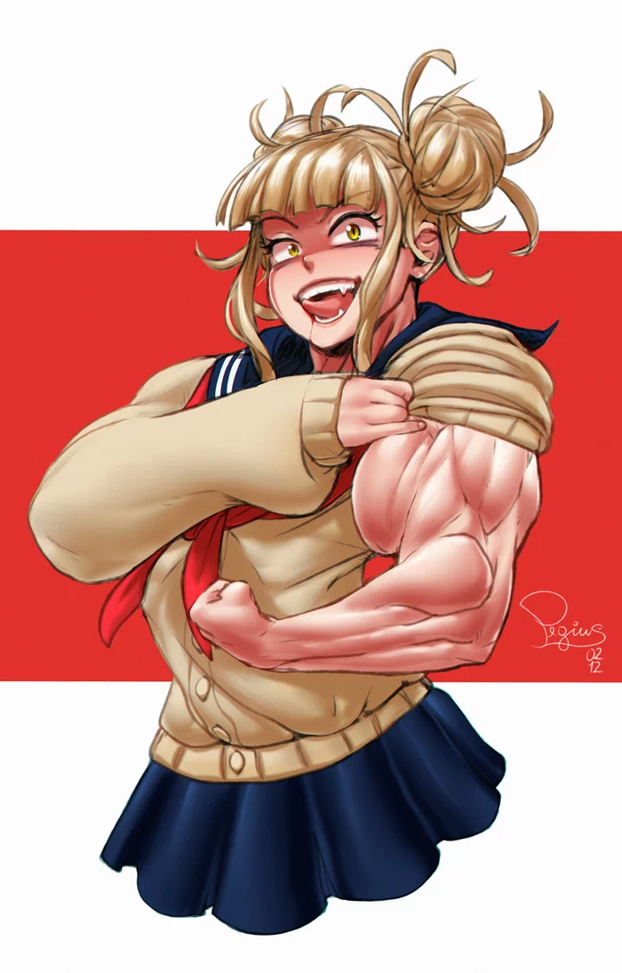 Toga Himiko - NSFW, Крепкая девушка, Арт, Muscleart, Toga Himiko, Boku no Hero Academia, Аниме, Anime Art, Pegius, Сну-Сну