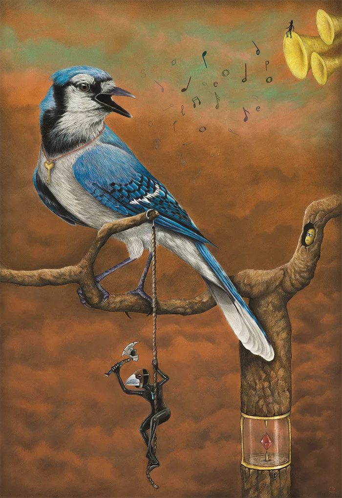 The keeper - My, Drawing, Birds, Pastel, Blue Jay