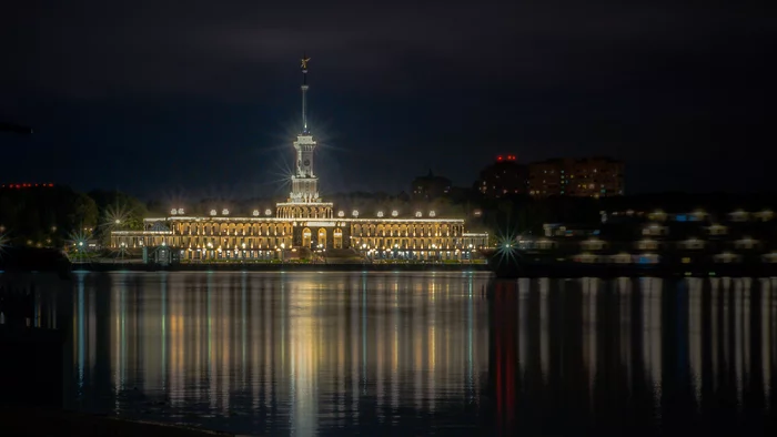 North River Station - My, River Station, Architecture, Moscow River, Moscow Canal, Vessel, Backlight, Reflection