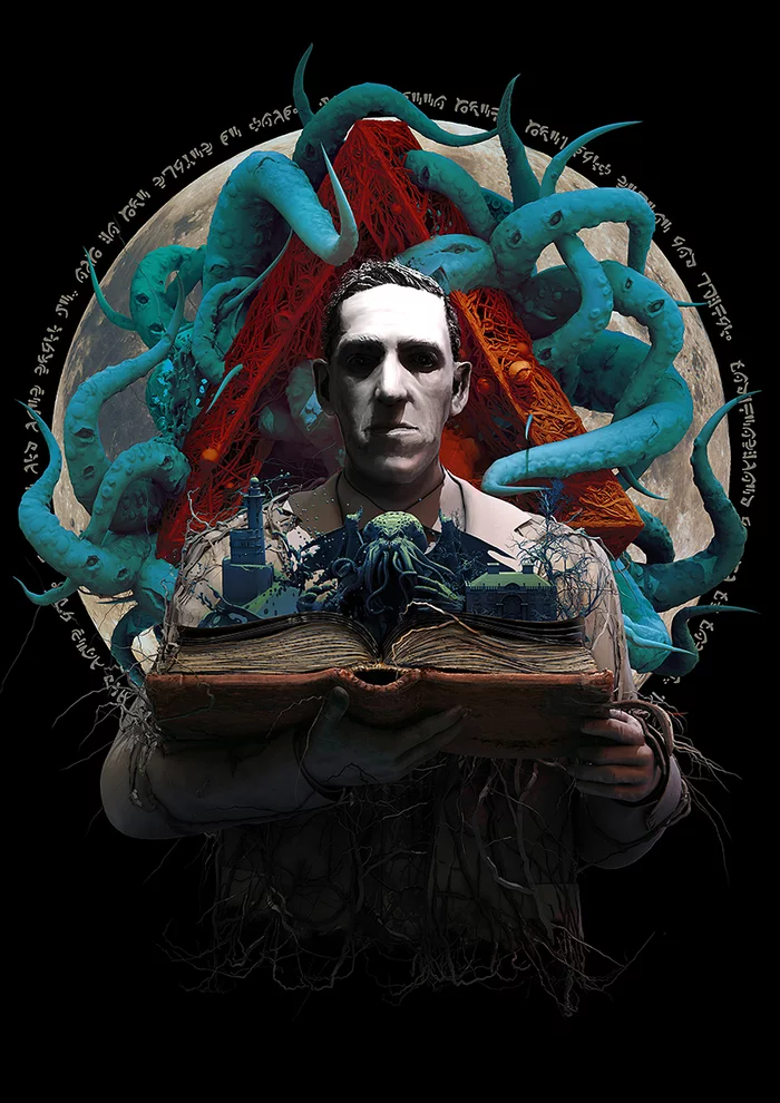 H. P. Lovecraft, print design - My, Howard Phillips Lovecraft, 3D graphics, Art, Cthulhu